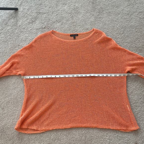 Eileen Fisher Womens Linen Blend Open Knit Oversized Sweater Orange Size Small - Picture 4 of 5